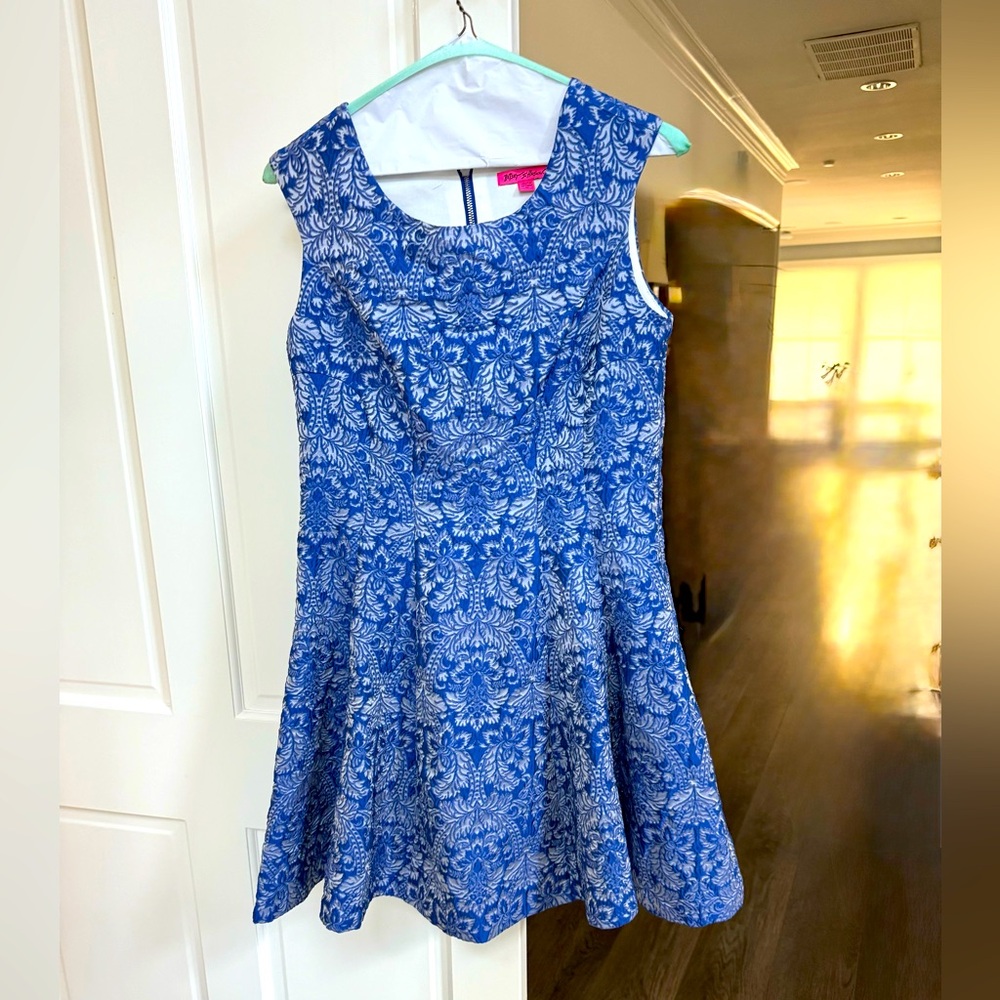 Betsey Johnson Blue and White Patterned Dress
